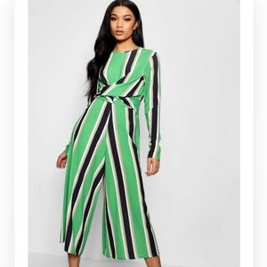 Stripe Twist front Culotte jumpsuit